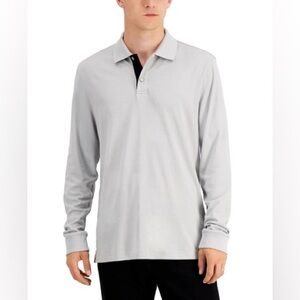 Alfani‎ Mens Regular-Fit Solid Long-Sleeve Supima Polo Shirt - NWT